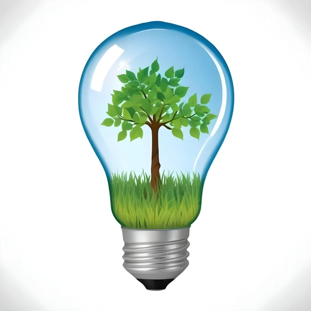 A Light Bulb With A Tree Inside The Tree Has Green Leaves And A White Trunk The Background Is White 51 5610