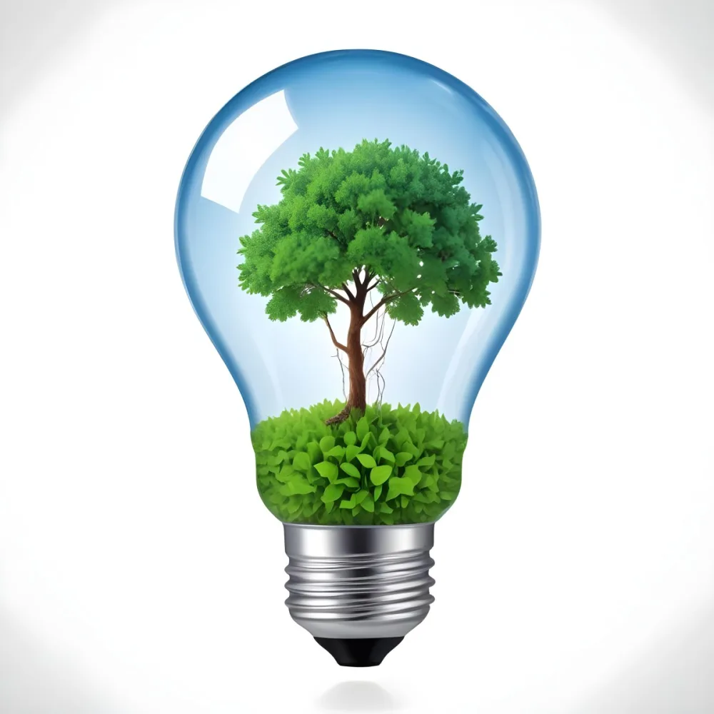 A Light Bulb With A Tree Inside The Tree Has Green Leaves And A White Trunk The Background Is White 52 Eb1c