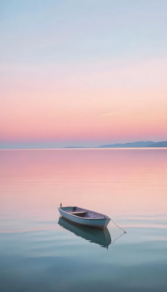 A Small Wooden Boat Floating