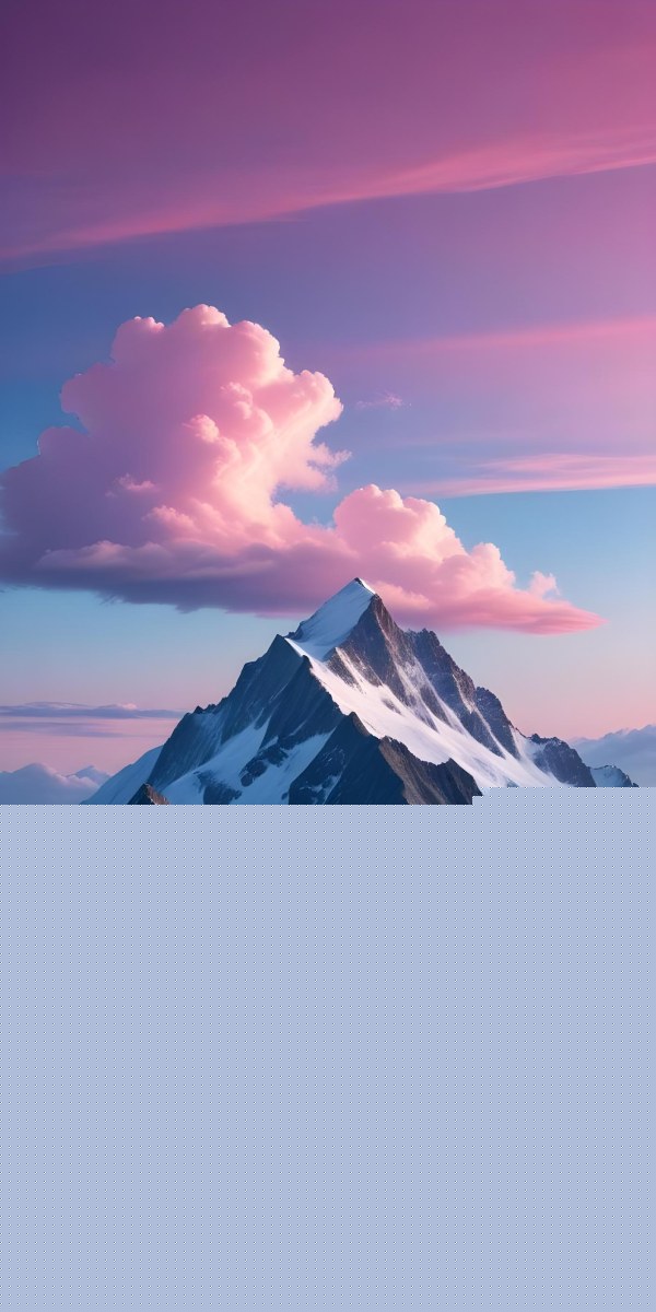 A Snowy Mountain Peak Rising Above A Sea Of Clouds Against A Vibrant Pink And Blue Sky 8 E1bf