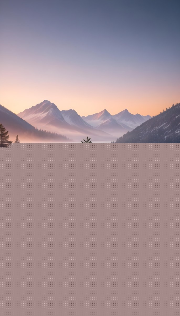 A Snowy Pine Tree Overlooking A Frozen Lake Surrounded By Mountains At Sunset The Lake Has A Calm Reflective Surface And The Mountains In The Background Are Partially Obscured By Mist The Sky Is Filled With Warm Pas 18 8736