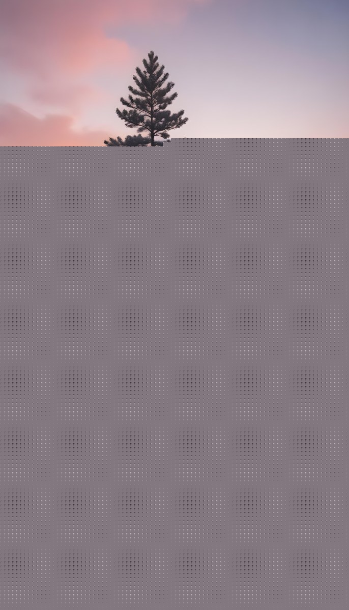 A Snowy Pine Tree Overlooking A Frozen Lake Surrounded By Mountains At Sunset The Lake Has A Calm Reflective Surface And The Mountains In The Background Are Partially Obscured By Mist The Sky Is Filled With Warm Pas 23 6f63