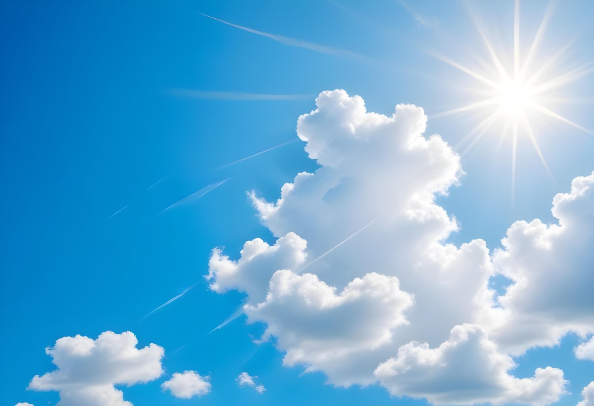 Bright White Clouds In A Clear Blue Sky With Sunlight Shining Through 4 Bea0