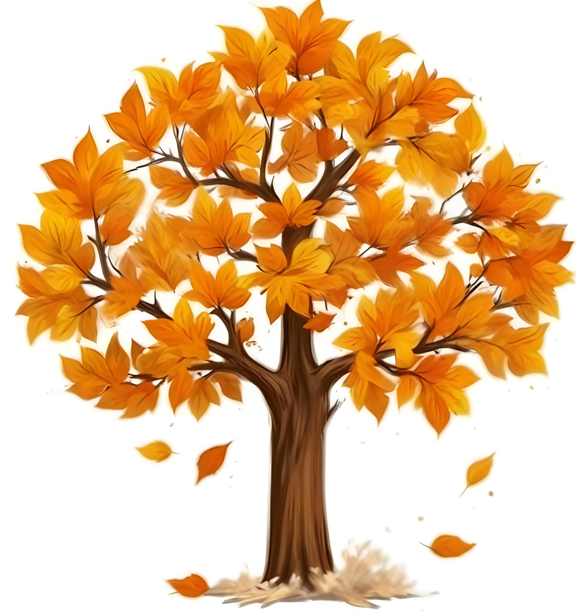 Digital Painting A Tree With Orange Leaves In Autumn White Background Bold And Slim Lines Brush Strokes 9 8257