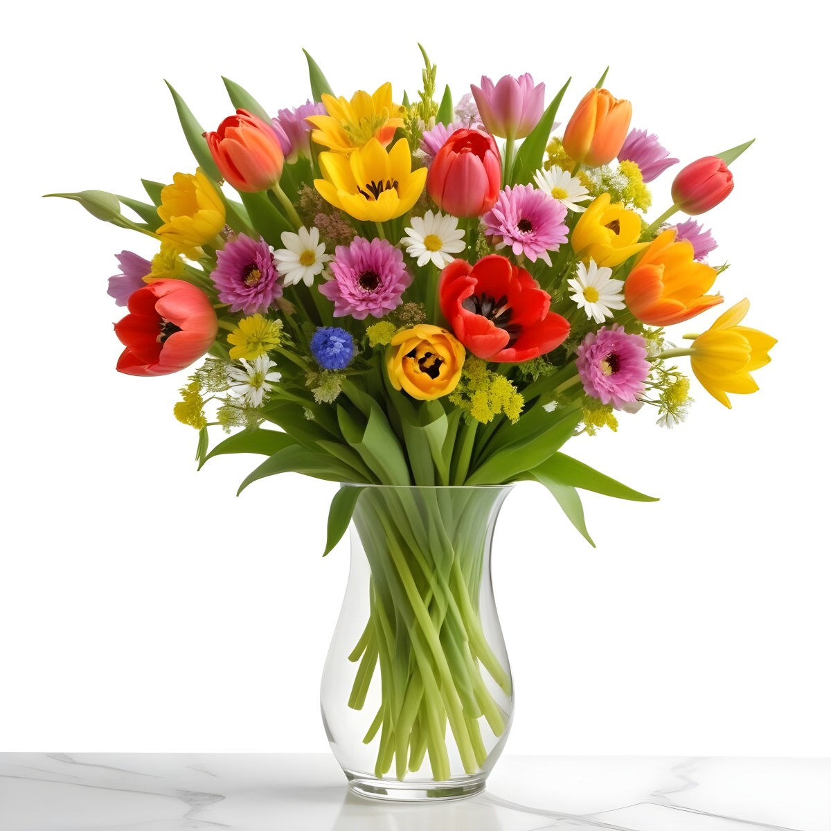 Flowers Vase Isolated White Background 18 B344