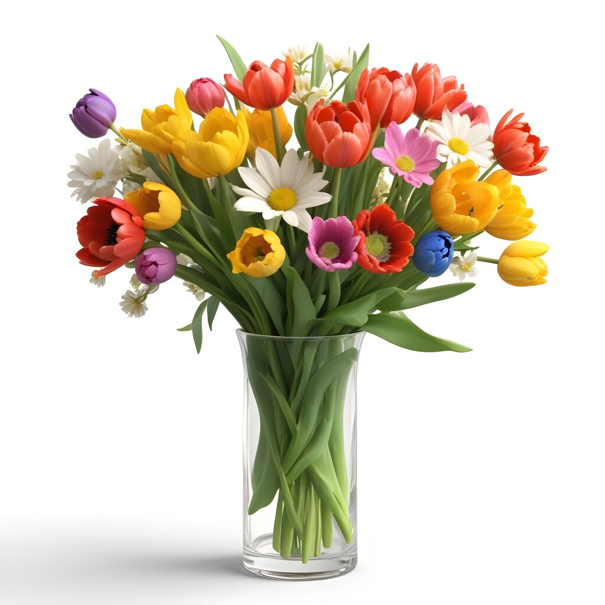 Flowers Vase Isolated White Background 4 0168