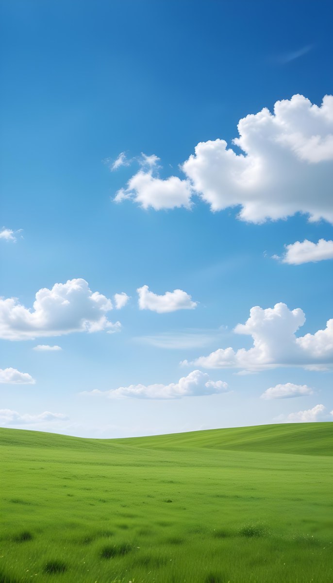 Green Field With A Blue Sky And White Clouds Sunny Day Clear Weather Open Space Natural Light Vibrant Colors 15 3e6f