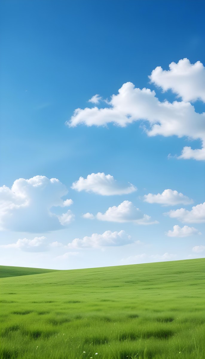 Green Field With A Blue Sky And White Clouds Sunny Day Clear Weather Open Space Natural Light Vibrant Colors 25 01a9