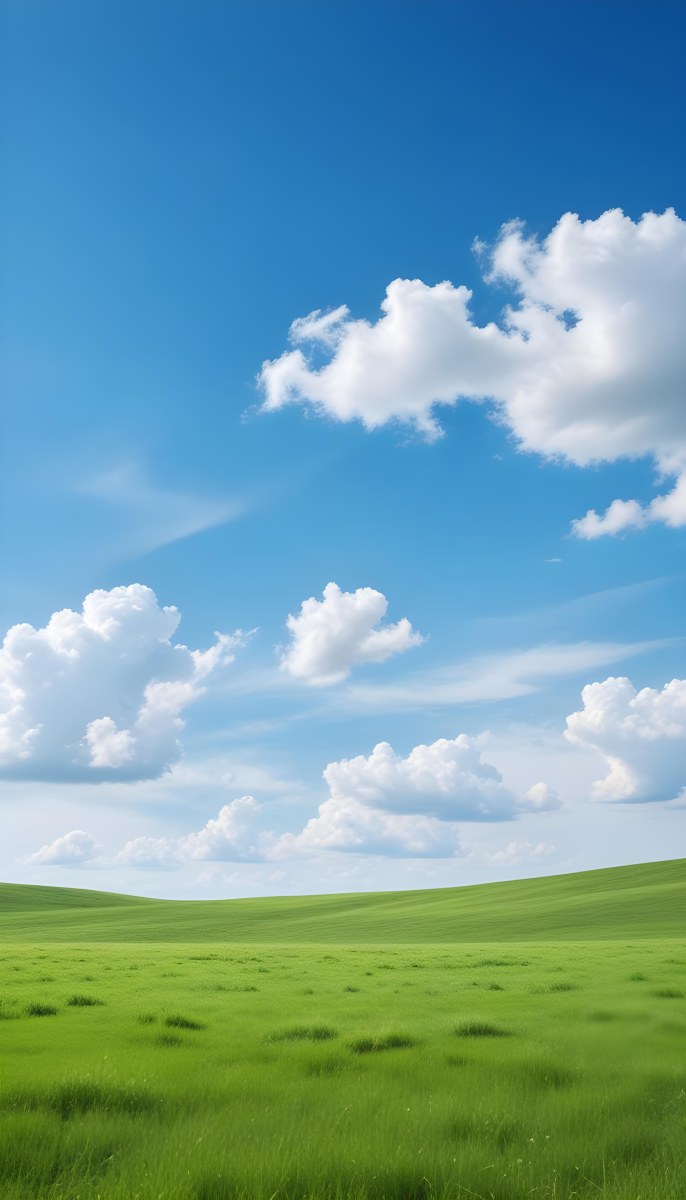 Green Field With A Blue Sky And White Clouds Sunny Day Clear Weather Open Space Natural Light Vibrant Colors 27 29b8