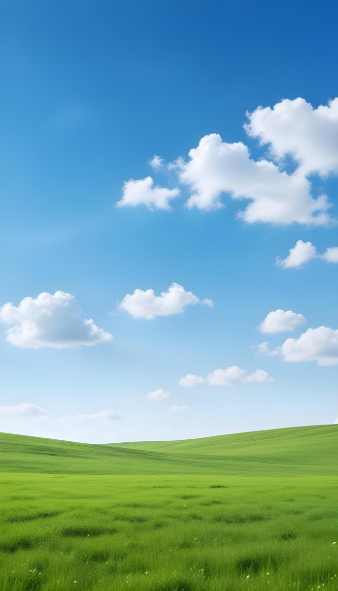 Green Field With A Blue Sky And White Clouds Sunny Day Clear Weather Open Space Natural Light Vibrant Colors 28 Dee3