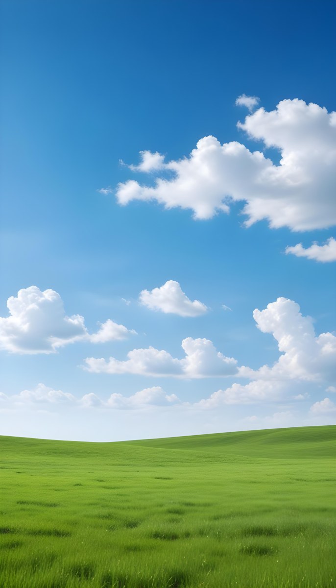 Green Field With A Blue Sky And White Clouds Sunny Day Clear Weather Open Space Natural Light Vibrant Colors 4 Dcaf