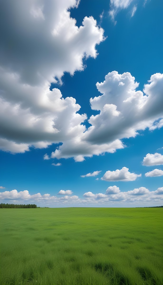Green Field With A Blue Sky And White Clouds Sunny Day Clear Weather Open Space Natural Light Vibrant Colors 5 027b