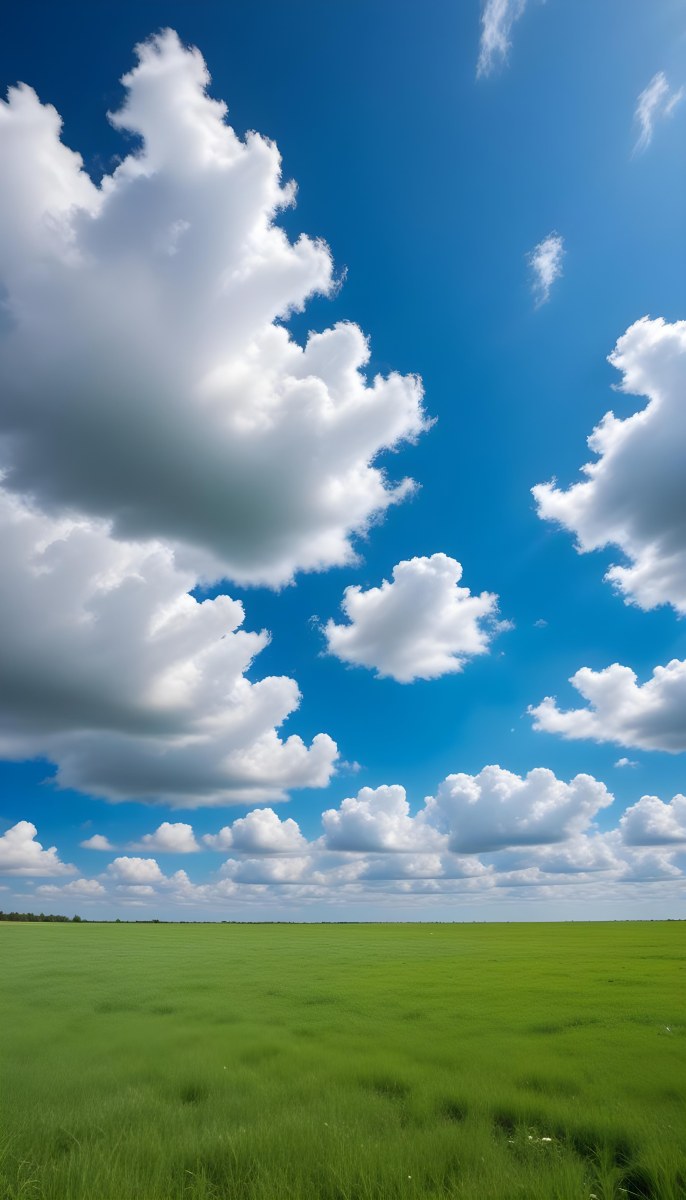 Green Field With A Blue Sky And White Clouds Sunny Day Clear Weather Open Space Natural Light Vibrant Colors 6 A416