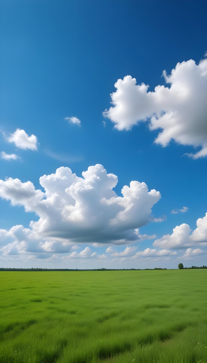 Green Field With A Blue Sky And White Clouds Sunny Day Clear Weather Open Space Natural Light Vibrant Colors 7 970a