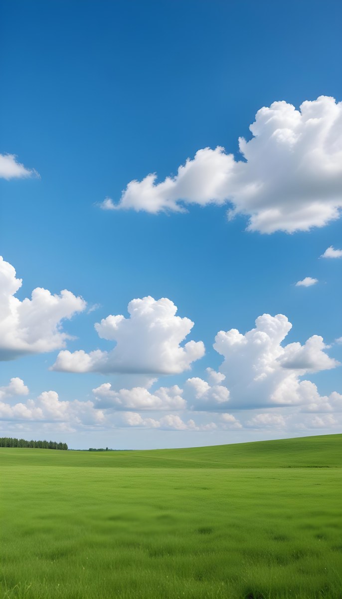 Green Field With A Blue Sky And White Clouds Sunny Day Clear Weather Open Space Natural Light Vibrant Colors 9 72b7