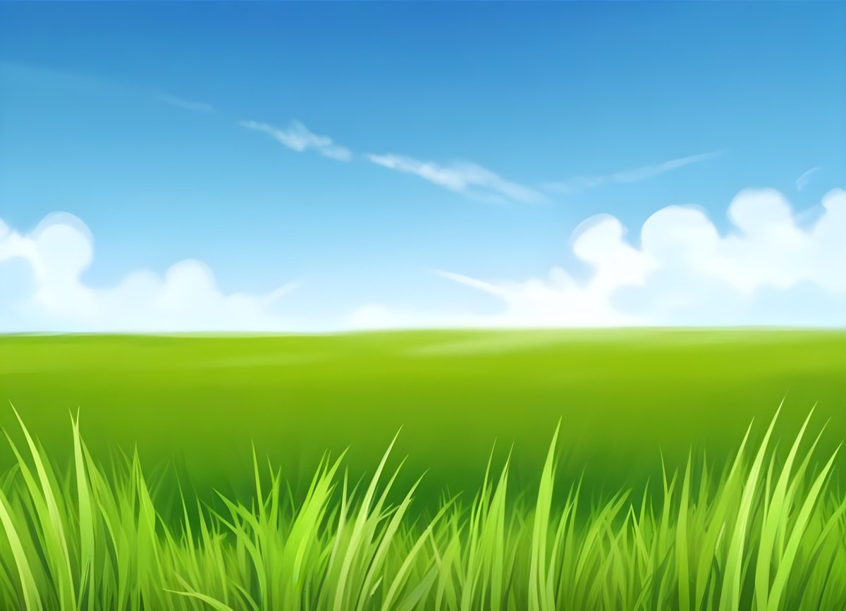 Green Grass Field With A Clear Blue Sky Some Clouds Sunny Day Bright Colors Cartoon Style Vibrant Peaceful Nature Outdoors 31 6d39