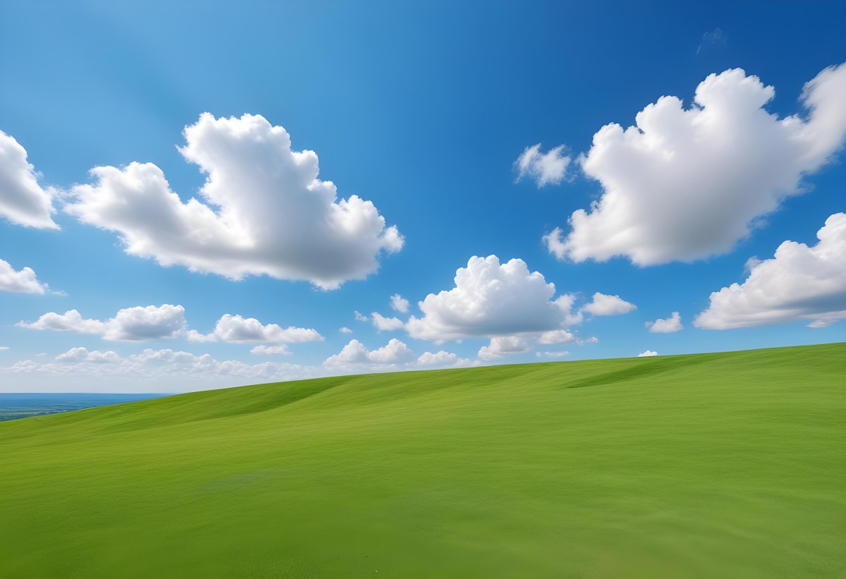 Green Grass Hill Under A Blue Sky With White Clouds Sunny Day Vibrant Colors Natural Light Clear Atmosphere Outdoor Setting Peaceful Scenery 58 A5b8