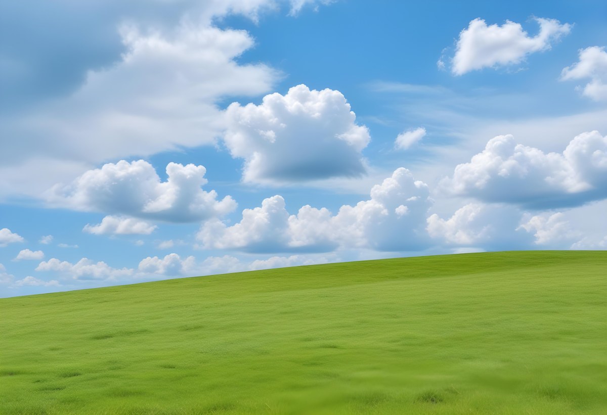 Green Grass Hill Under A Blue Sky With White Clouds Sunny Day Vibrant Colors Natural Light Clear Atmosphere Outdoor Setting Peaceful Scenery 60 C0eb