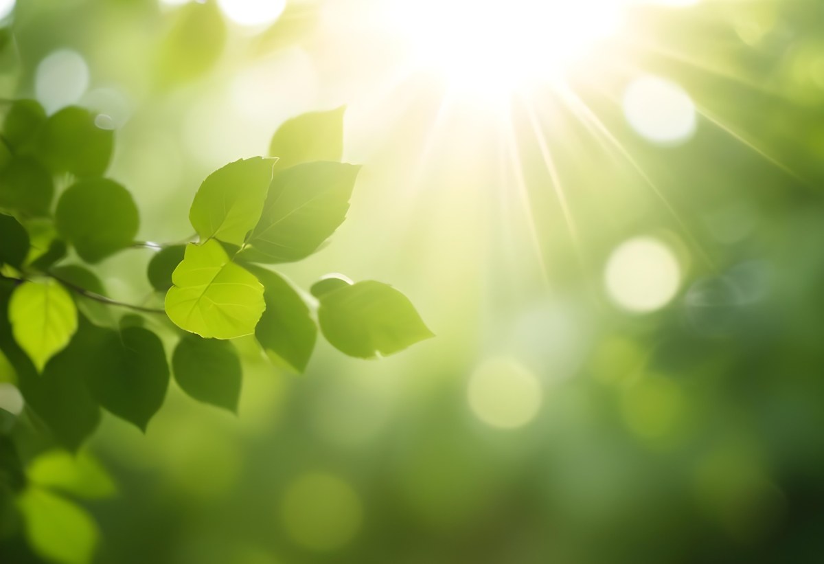 Green Leaves With Sunlight Shining Through Blurred Background 29 96ef
