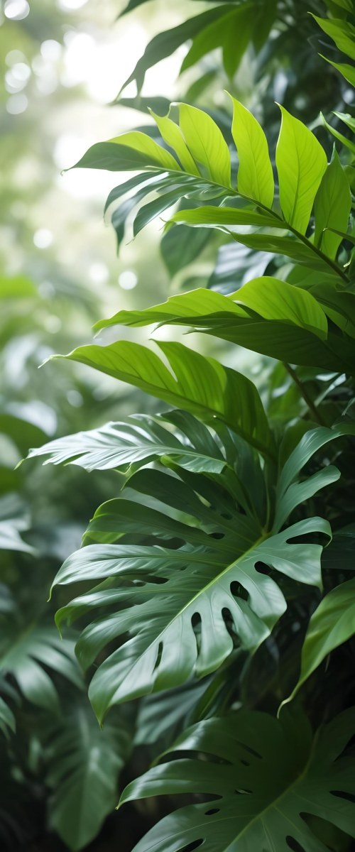 Lush Green Tropical Leaves With A Blurred Background Creating A Serene And Natural Atmosphere 28 8ea3