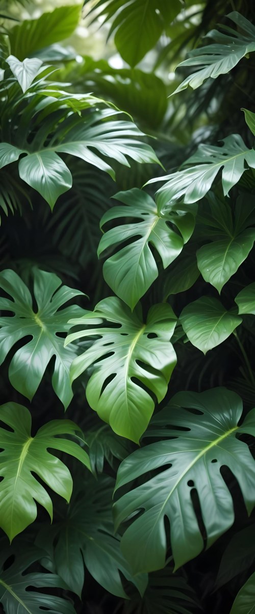 Lush Green Tropical Leaves With A Blurred Background Creating A Serene And Natural Atmosphere 54 4451