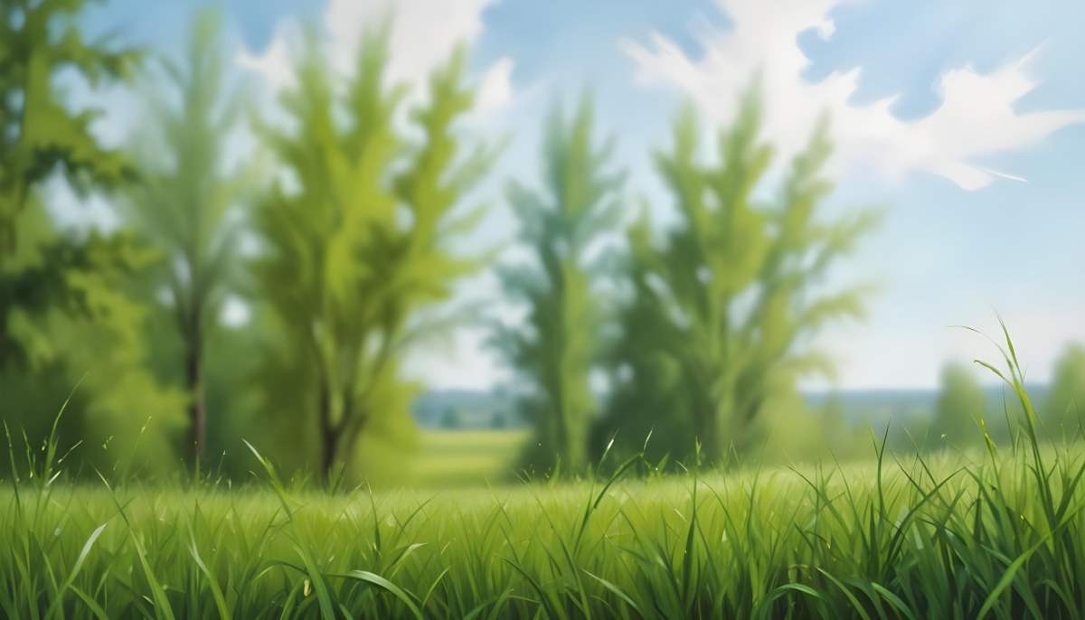 Oil Painting Green Grass In The Foreground Out Of Focus Trees And Sky In The Background Bright And Sunny Day Nature Creative Extremely Detailed Brush Stroke 29 2c19