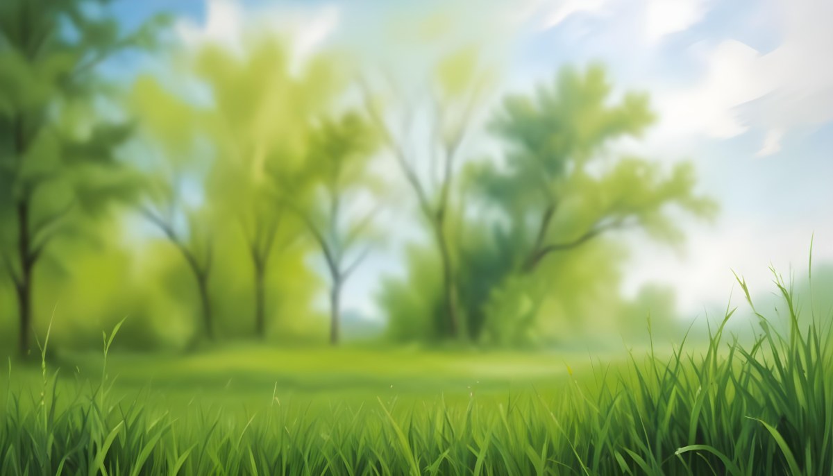 Oil Painting Green Grass In The Foreground Out Of Focus Trees And Sky In The Background Bright And Sunny Day Nature Creative Extremely Detailed Brush Stroke 58 E0f7
