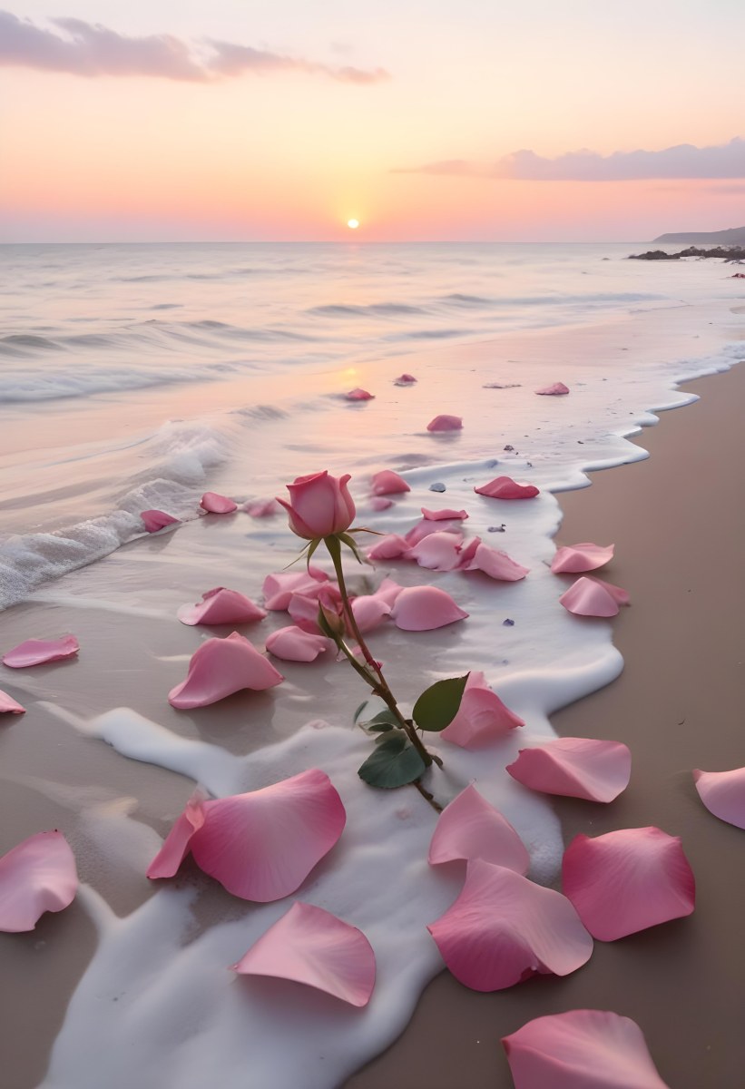 Pink Rose Petals Scattered