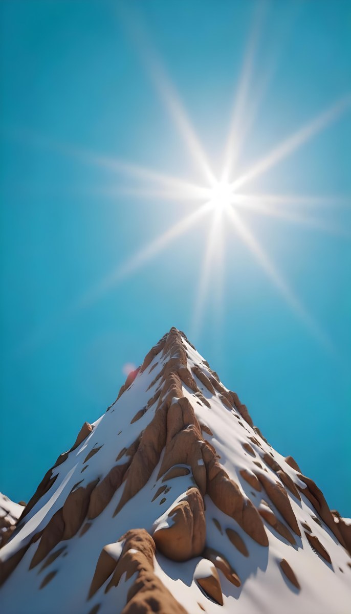 Pyramid Peak With Snow On Top Under A Bright Sun And A Clear Blue Sky Shot From Below 13 4675