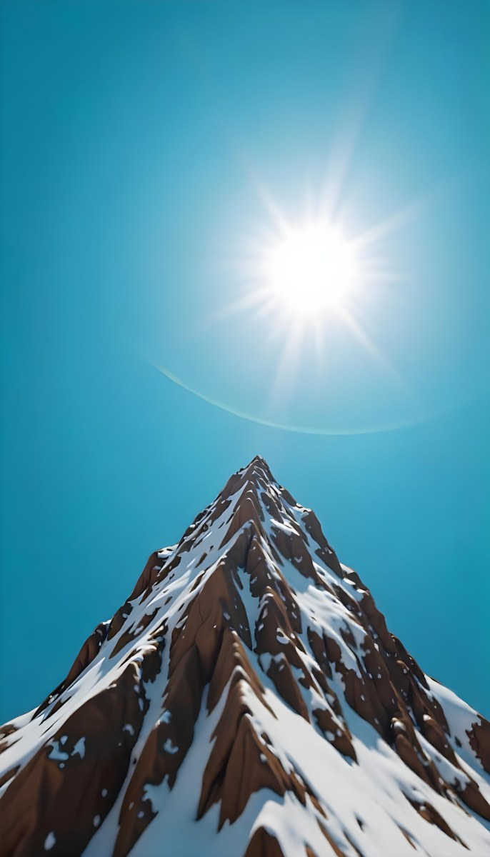 Pyramid Peak With Snow On Top Under A Bright Sun And A Clear Blue Sky Shot From Below 14 87dc