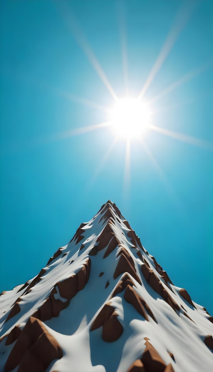 Pyramid Peak With Snow On Top Under A Bright Sun And A Clear Blue Sky Shot From Below 15 B3bb