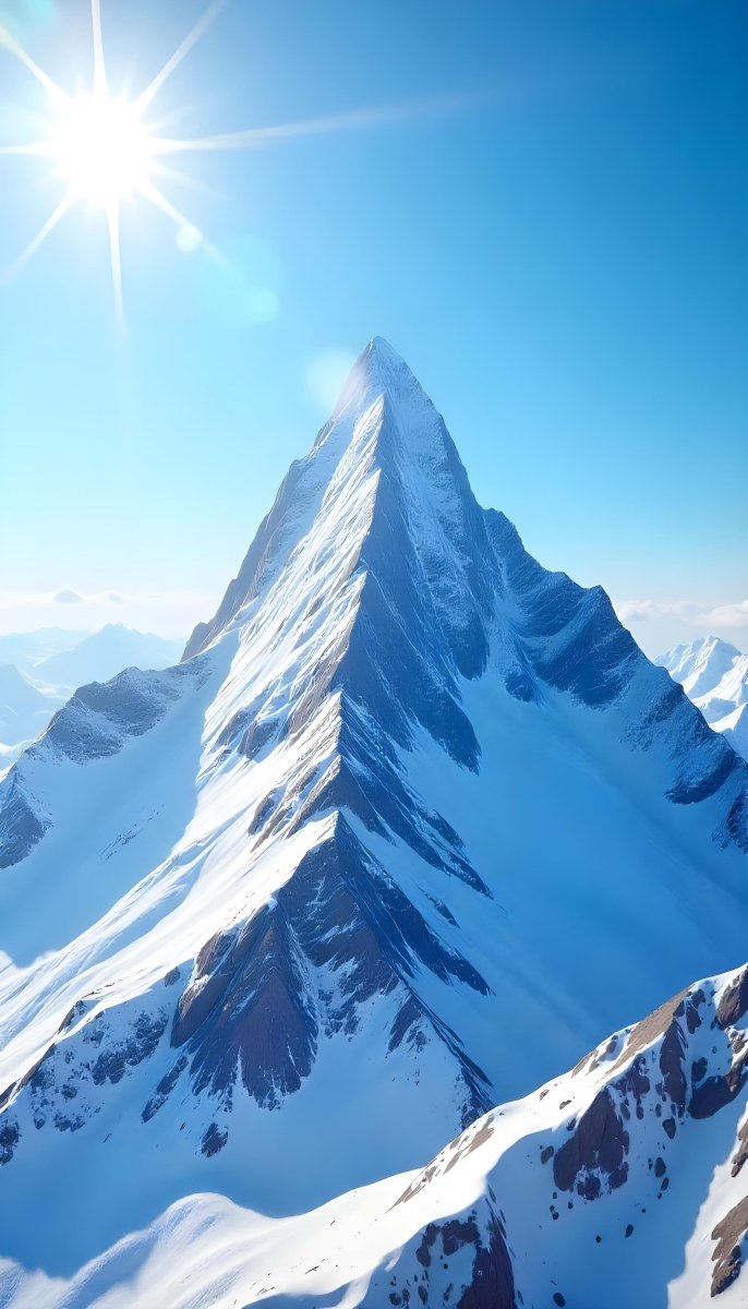 Pyramid Peak With Snow On Top Under A Bright Sun And A Clear Blue Sky Shot From Below 16 Df31
