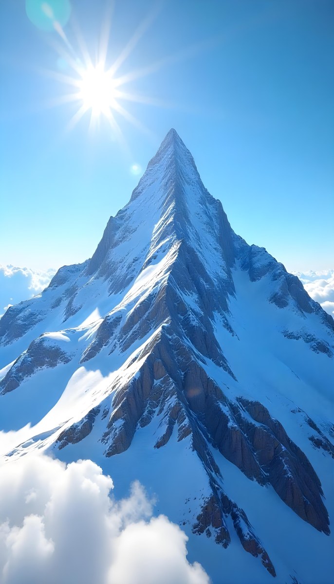 Pyramid Peak With Snow On Top Under A Bright Sun And A Clear Blue Sky Shot From Below 2 Aa7b