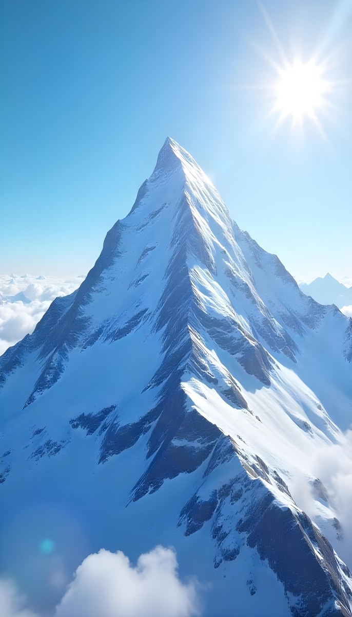 Pyramid Peak With Snow On Top Under A Bright Sun And A Clear Blue Sky Shot From Below 24 F175