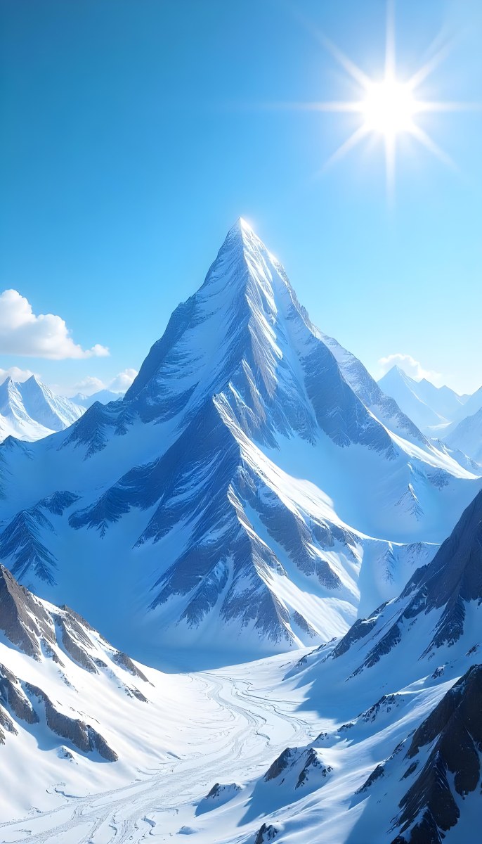 Pyramid Peak With Snow On Top Under A Bright Sun And A Clear Blue Sky Shot From Below 26 19bf
