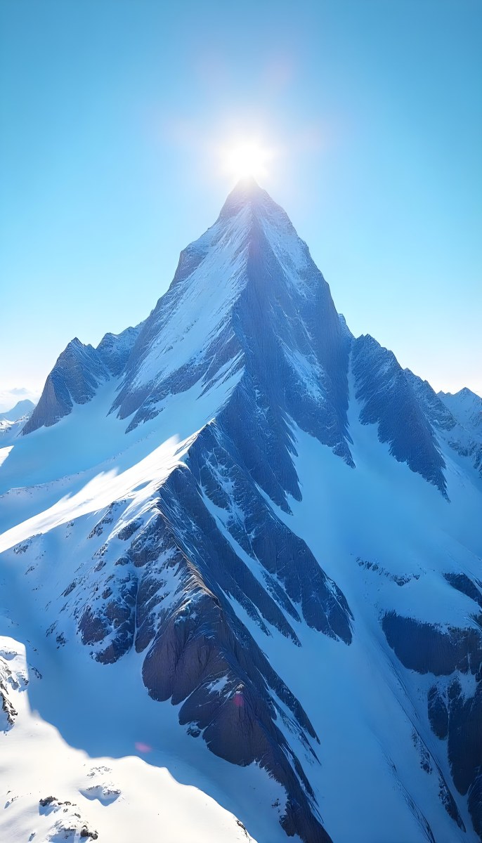 Pyramid Peak With Snow On Top Under A Bright Sun And A Clear Blue Sky Shot From Below 28 5146