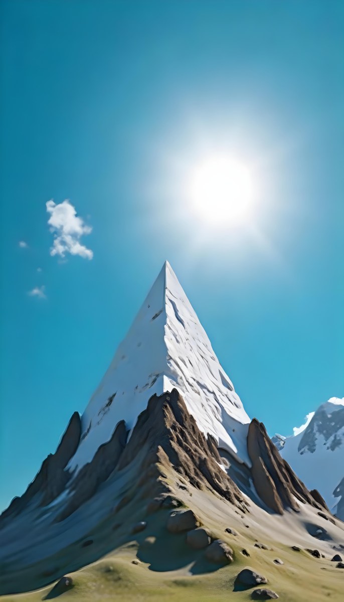 Pyramid Peak With Snow On Top Under A Bright Sun And A Clear Blue Sky Shot From Below 29 7669