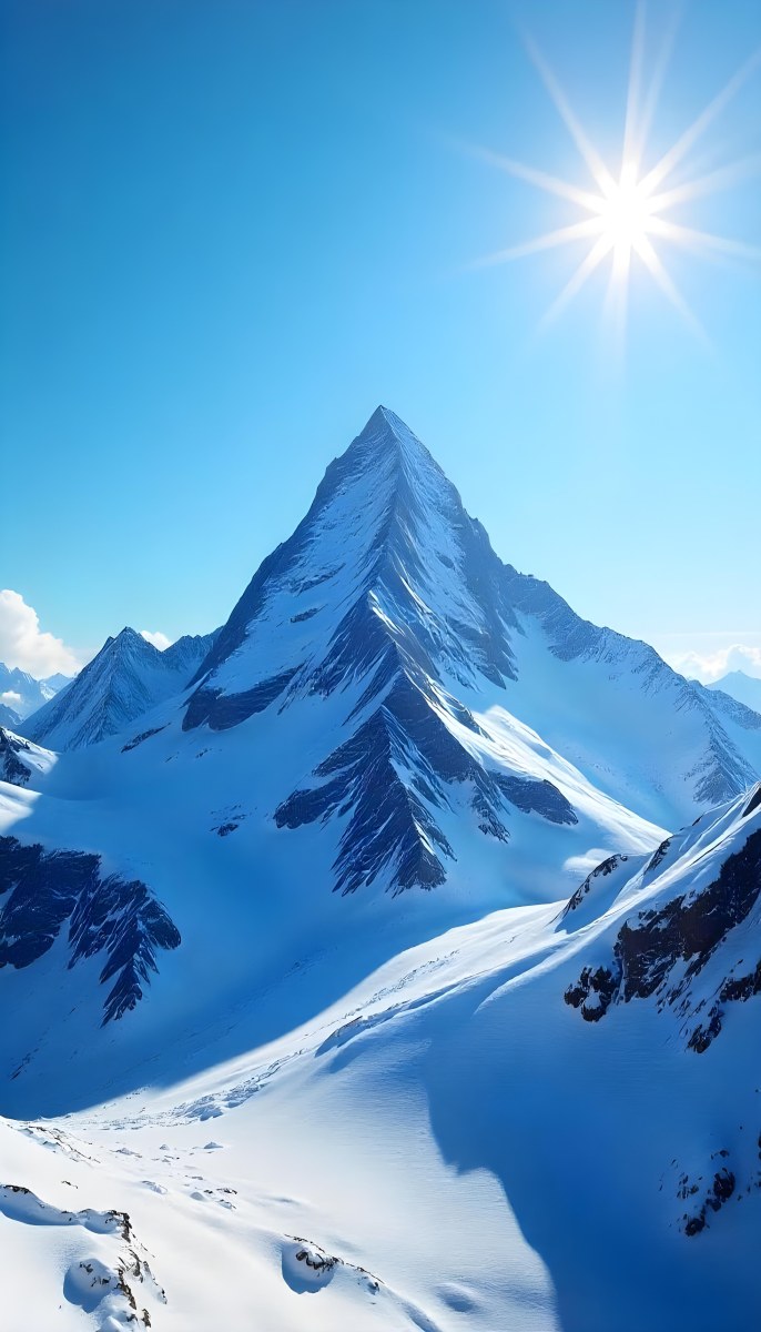 Pyramid Peak With Snow On Top Under A Bright Sun And A Clear Blue Sky Shot From Below 4 2d02