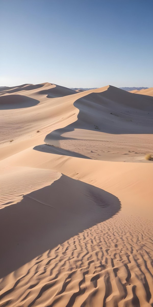 Sand Dunes In A Desert Landscape Under A Clear Blue Sky 8 B302