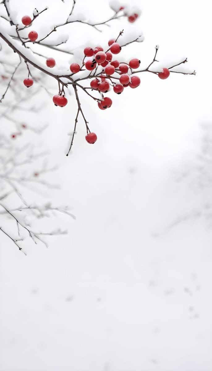 Snowy Branches With Red Berries Winter Landscape With Blurred Background 12 81e0