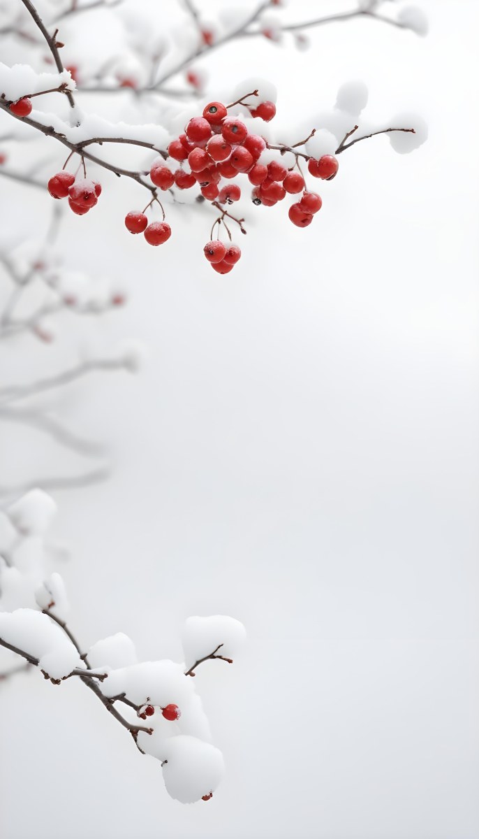 Snowy Branches With Red Berries Winter Landscape With Blurred Background 16 550e