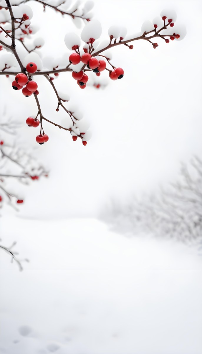 Snowy Branches With Red Berries Winter Landscape With Blurred Background 2 1fa7