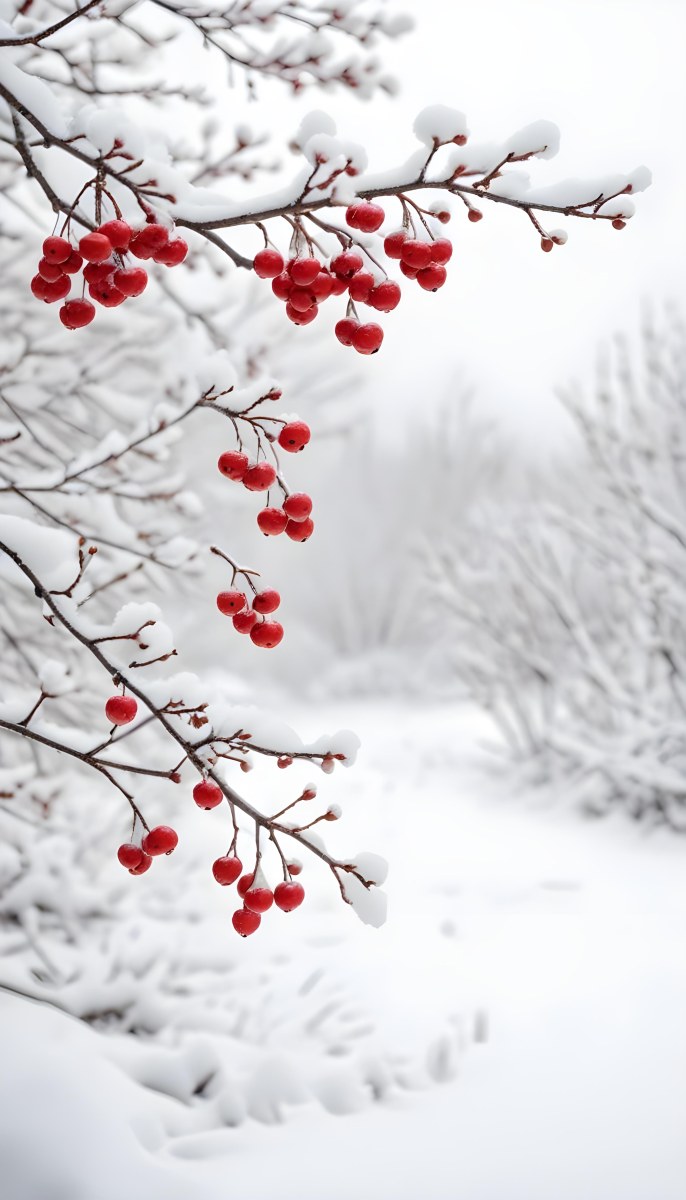 Snowy Branches With Red Berries Winter Landscape With Blurred Background 29 1623