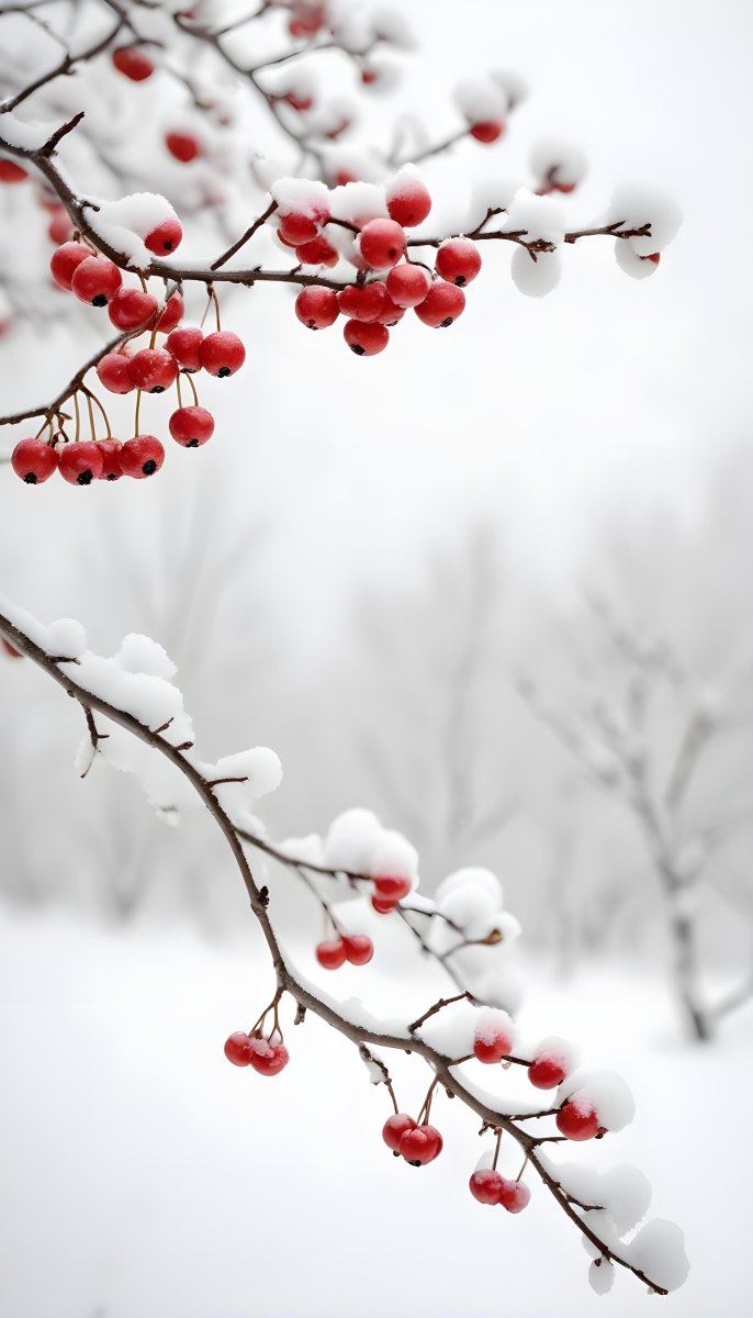 Snowy Branches With Red Berries Winter Landscape With Blurred Background 31 5ed0