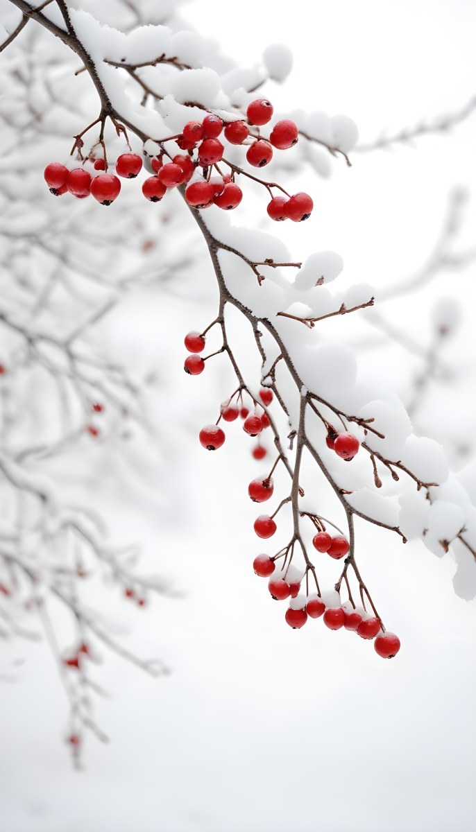 Snowy Branches With Red Berries Winter Landscape With Blurred Background 36 6b17