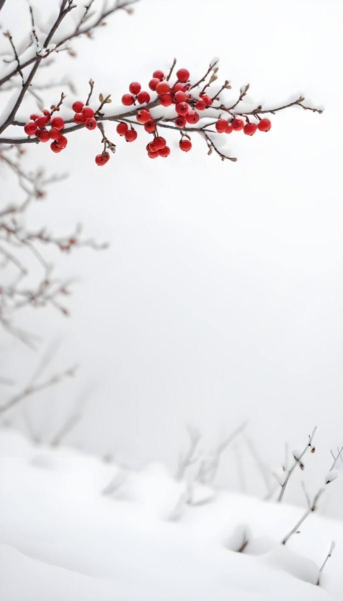 Snowy Branches With Red Berries Winter Landscape With Blurred Background 39 5ac4