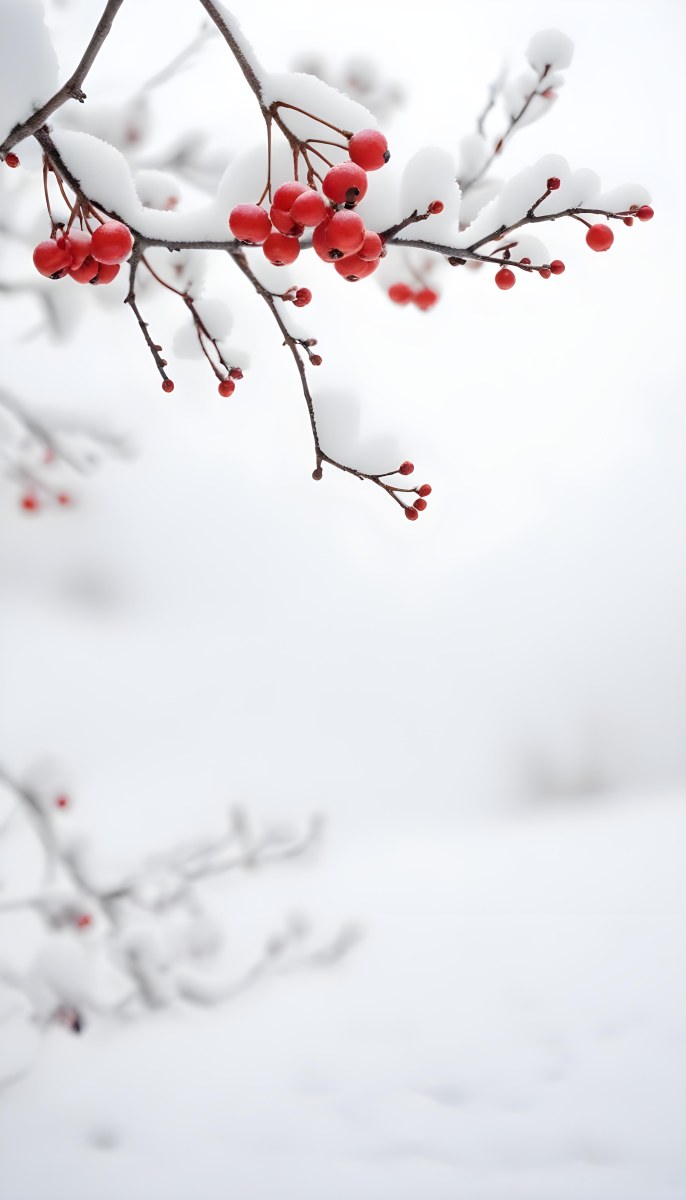 Snowy Branches With Red Berries Winter Landscape With Blurred Background 8 Ee8d