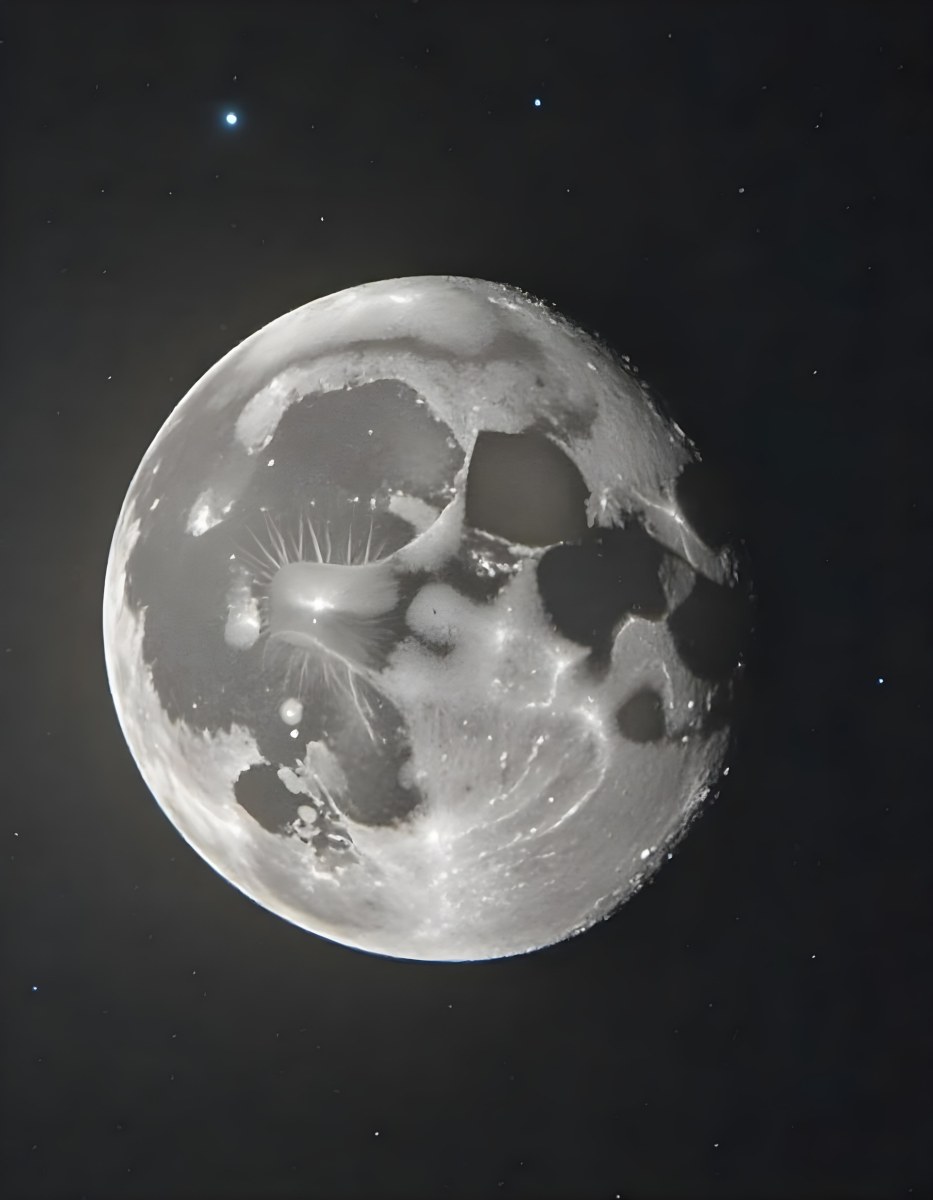 The Moon With Visible Craters And A Gradient Of Light Set Against A Dark Background With Faint Stars 10 B1bb