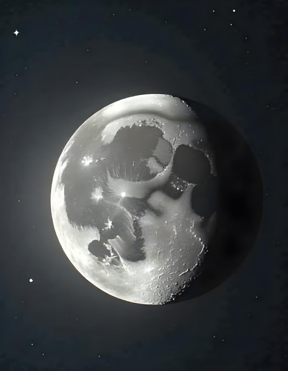 The Moon With Visible Craters And A Gradient Of Light Set Against A Dark Background With Faint Stars 33 098d