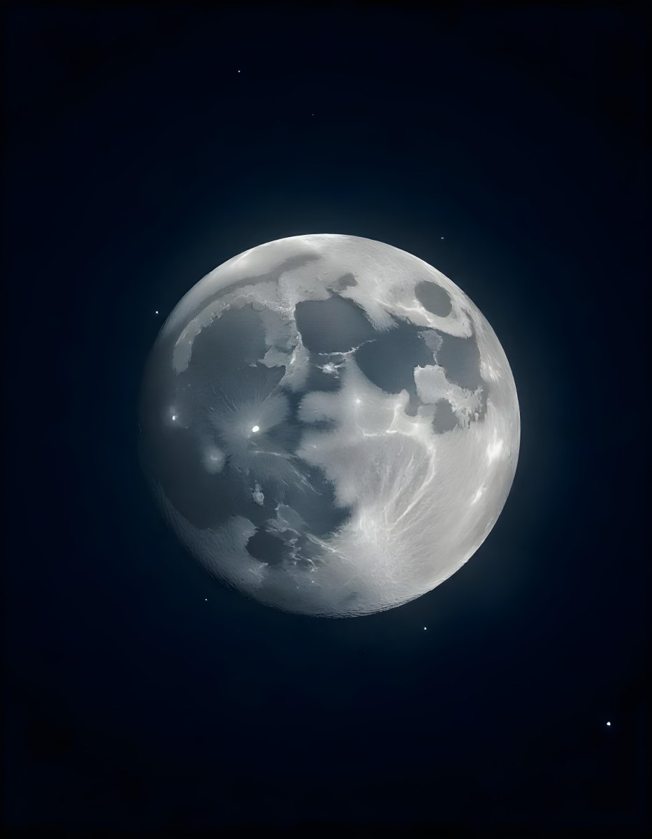 The Moon With Visible Craters And A Gradient Of Light Set Against A Dark Background With Faint Stars 4 8058